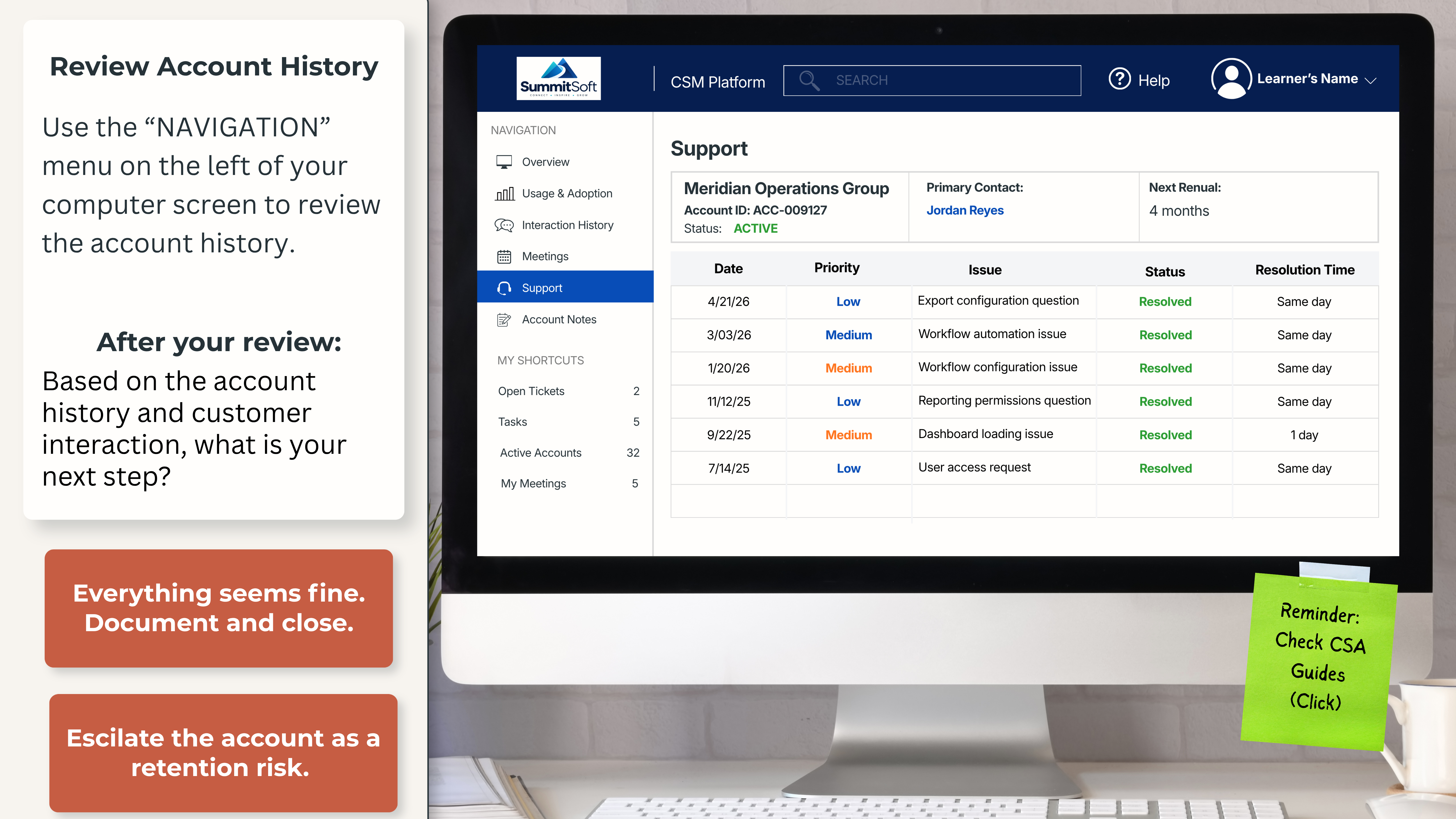 CSM Platform, Support for Meridian Operations Group.
